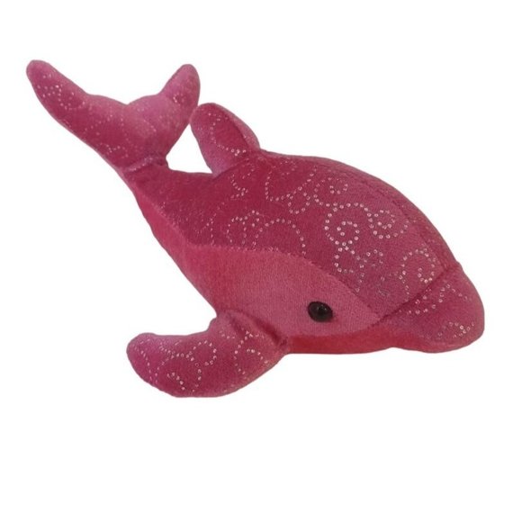 Aurora World Stuffed Animal Dolphin Pink 8.5 In Soft Adorable Black Eyes - Picture 1 of 4
